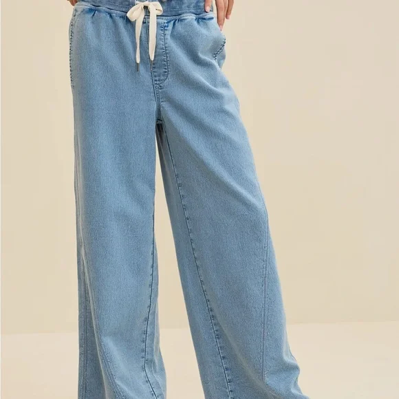 Aerie Light Blue Wide Leg Jeans - Picture 1 of 6